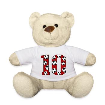 10th Birthday Football Red - Teddy Bear - white - Front