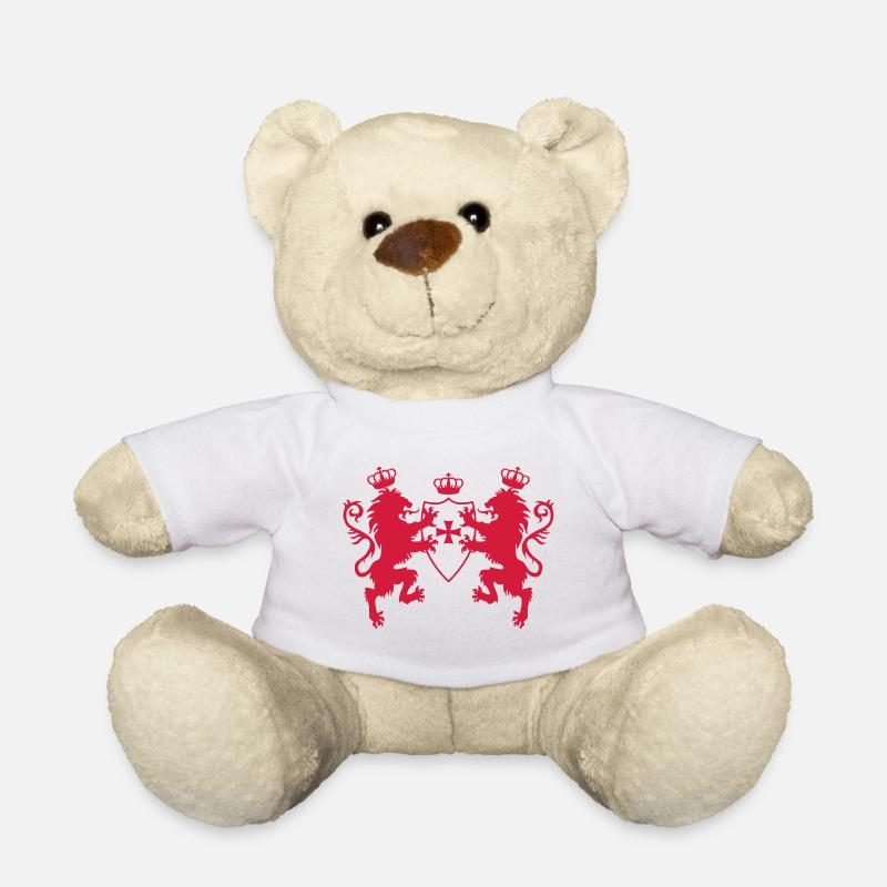 Loewen mit dem Ritterschild Templer Kreuz Krone 1c - Teddy - Weiß