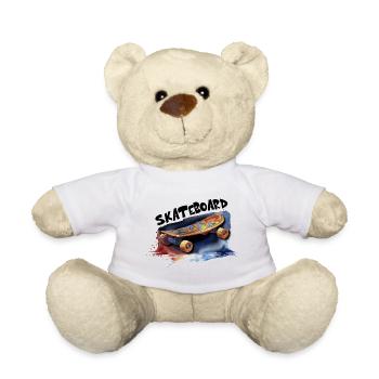 Skateboard für Jungs Skater Design Geschenk sk8 - Teddy - Weiß - Vorne