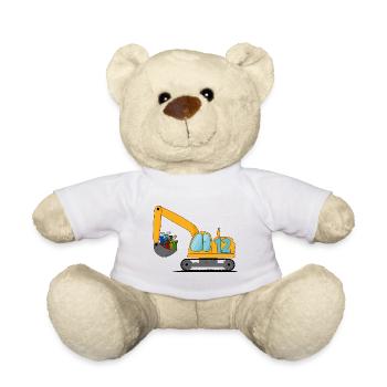 Excavator children 12th birthday - Teddy Bear - white - Front