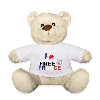 Tricolor Rooster Free France - Teddy Bear - white - Front
