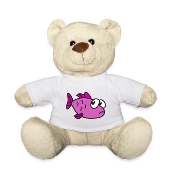 Funny cute cool fish - Teddy Bear - white - Front