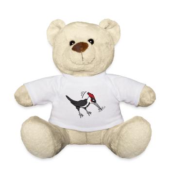 Funny Cute Cool Woodpecker Bird Birds - Teddy Bear - white - Front