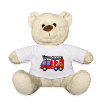 Feuerwehrfahrzeug 12. Geburtstag Kinder - Teddy - Weiß - Vorne