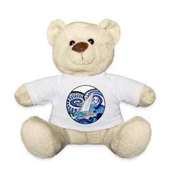 Geometrischer Surfbrett mit Meereswellen - Teddy - Weiß - Vorne