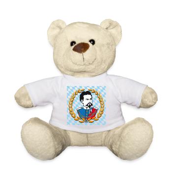 Koenig Ludwig / diamond pattern for Buttons - Teddy Bear - white - Front