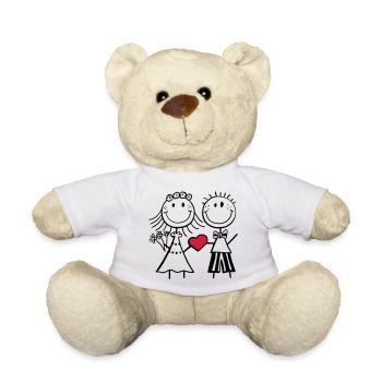 Verliebtes Brautpaar - Hochzeit - Herz - Geschenk - Teddy - Weiß - Vorne