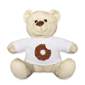 Donut mit Biss in braun mit bunten Zuckerstreuseln - Teddy - Weiß - Vorne
