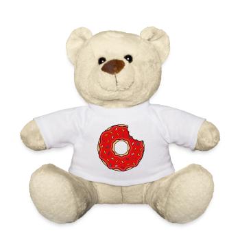Donut mit Biss in rot mit bunten Zuckerstreuseln - Teddy - Weiß - Vorne
