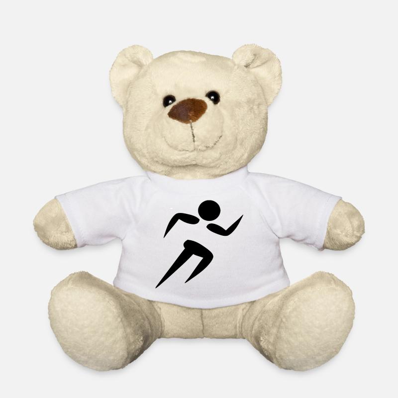 running running runner sprinter sprint silhouette - Teddy Bear - white