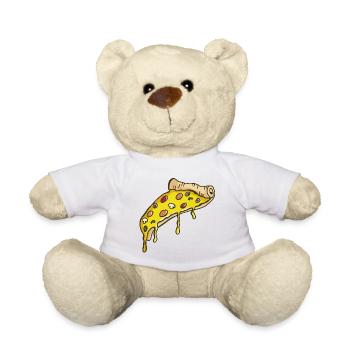 Leckeres Pizzastück - Pizza - Cheese - lecker - Teddy - Weiß - Vorne