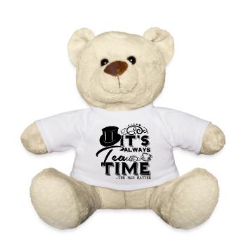 Alice in wonderland quote: It’s always tea time - Teddy Bear - white - Front