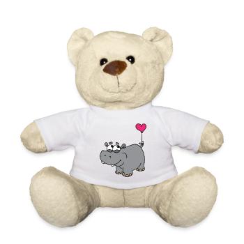 Hippopotamus with heart balloon - Teddy Bear - white - Front