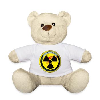 Caution Radioactive atom Radiation carries danger - Teddy Bear - white - Front
