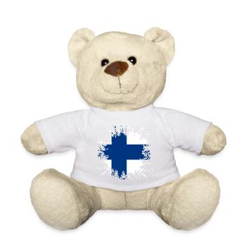 Drapeau Finlande Suomi lippu - Nounours - blanc - Devant
