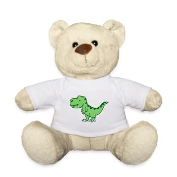 Kleiner Grün-Dino Cartoon - Teddy - Weiß - Vorne