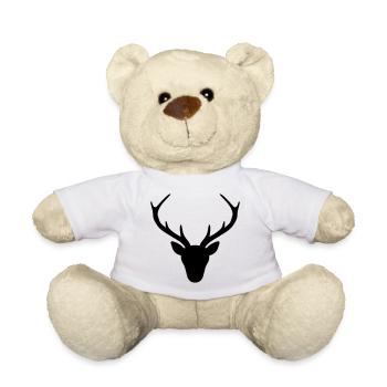 Hirsch Geweih Silhouette Jagd Jäger Geschenk - Teddy - Weiß - Vorne