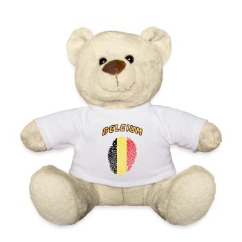 Belgien Fingerabdruck / Geschenk Flagge - Teddy - Weiß - Vorne