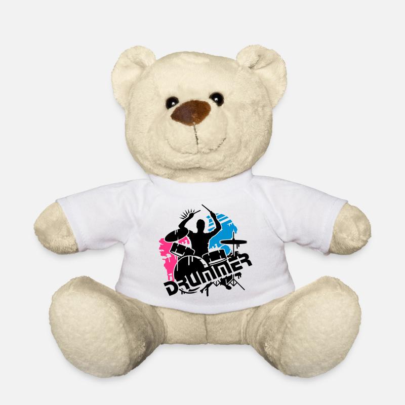 Ein Schlagzeuger und sein Schlagzeug - Teddy - Weiß