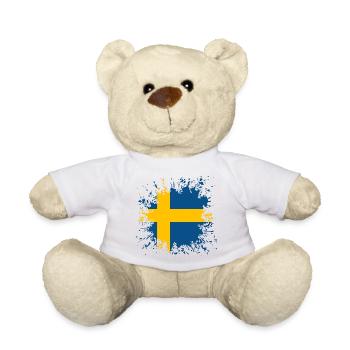 Sweden flag color splashes - Teddy Bear - white - Front