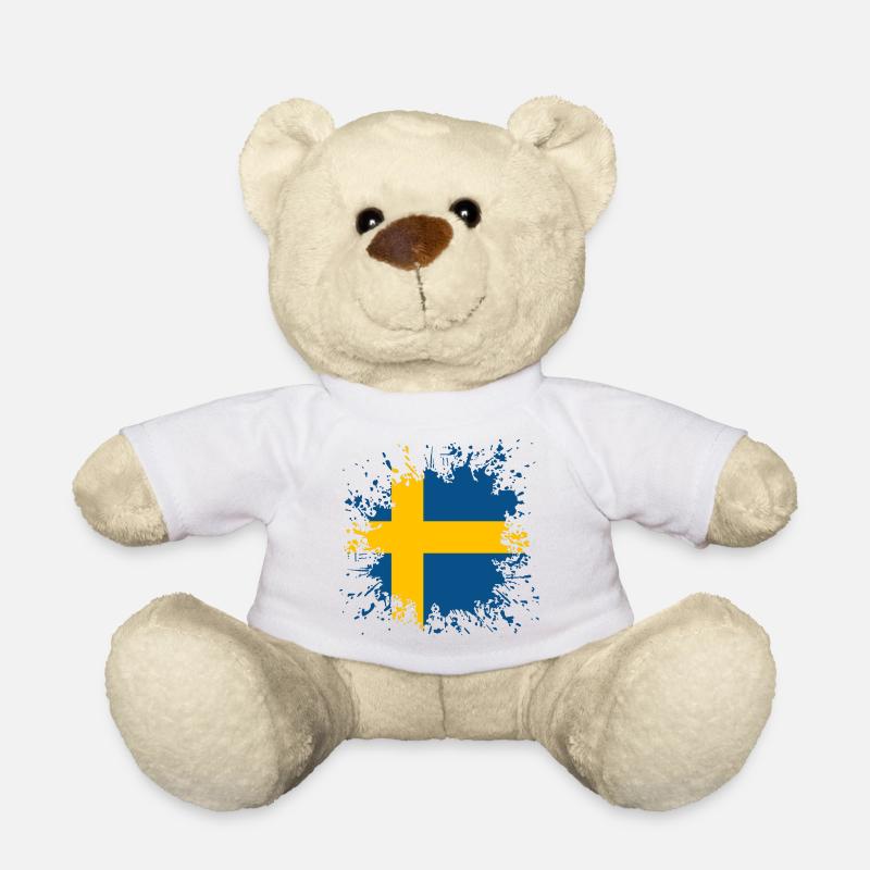 Schweden Flagge Farbspritzer - Teddy - Weiß