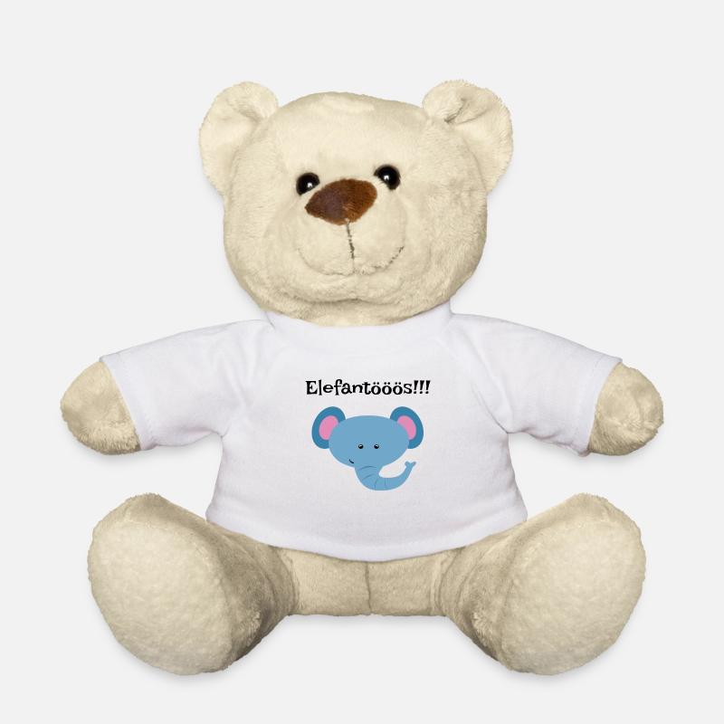 Blue Elephant Head Kids Shirt - Teddy Bear - white