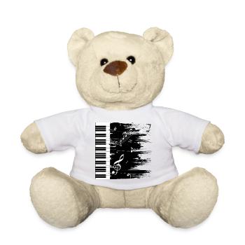 Klavier Musik black & white Geschenk - Teddy - Weiß - Vorne