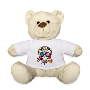 Totenkopf mit Augenklappe und Zuckerstange - Teddy - Weiß - Vorne