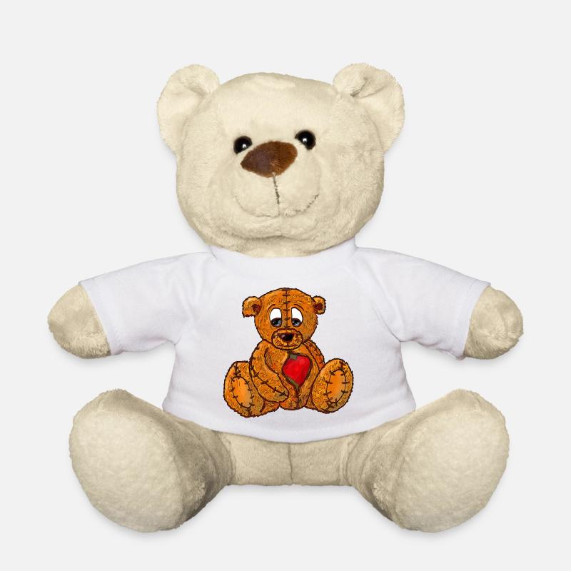 Teddybär mit gebrochenem Herz - Teddy - Weiß