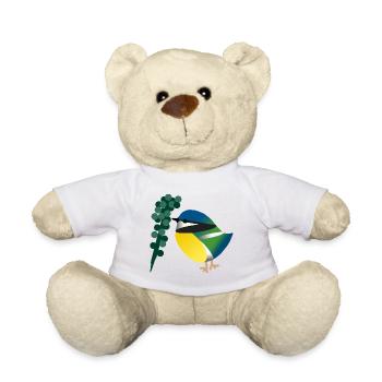 Petit Oiseau Coloré et Baies - Nounours - blanc - Devant