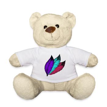 Federn schwarz bunt - Teddy - Weiß - Vorne