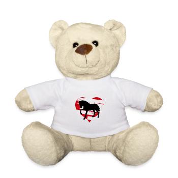 Horse shirt - horses silhouette with heart - Teddy Bear - white - Front