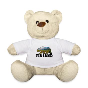 Finlande ours avec paysage cadeau Scandinavie - Nounours - blanc - Devant
