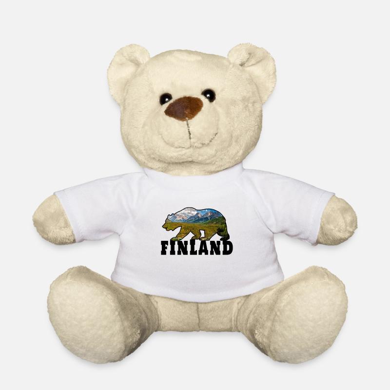 Finnland Bär mit Landschaft Geschenk Skandinavien - Teddy - Weiß