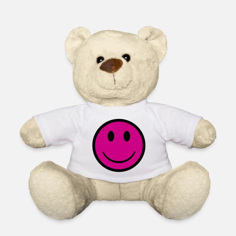 smiley magenta - Teddy - Weiß