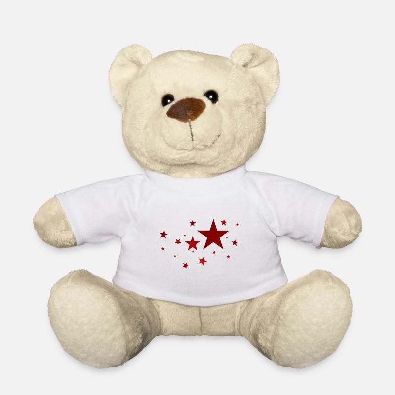 Sterne in Rot - Teddy - Weiß