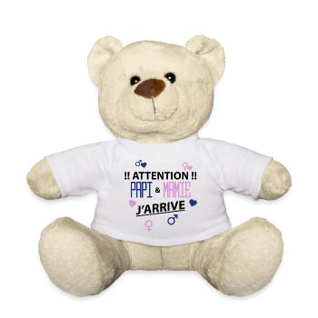 papi mamie j'arrive - Nounours - blanc - Devant