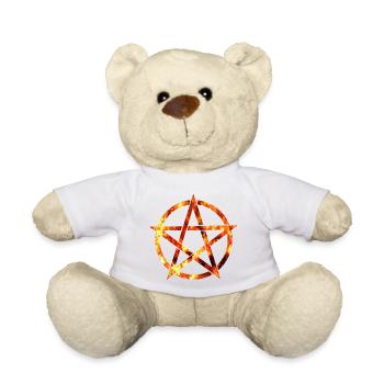 pentagram from flames - Teddy Bear - white - Front