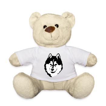 Schwarzweiß Alaskan Malamute Kopf Silhouette - Teddy - Weiß - Vorne