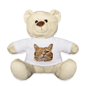 Katzenkopf mit Zwinkerauge Illustration - Teddy - Weiß - Vorne