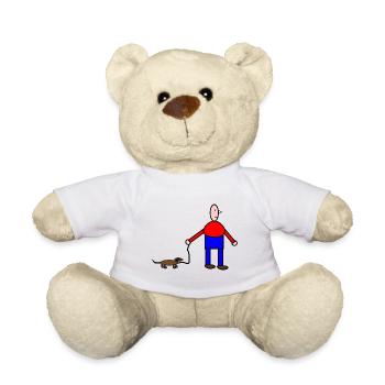 Dessin humoristique animalier et humain - Nounours - blanc - Devant