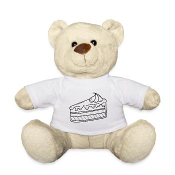 Pie piece of coffee and cake Coffee break icon - Teddy Bear - white - Front
