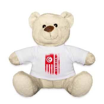 Tunesien Flagge / Geschenk Tunis - Teddy - Weiß - Vorne