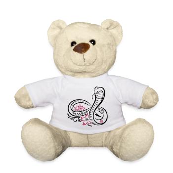 Snake with infinity, lotus and cherry blossom - Teddy Bear - white - Front