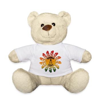 Hippie Peace Symbol in Sun Wheel Design - Teddy Bear - white - Front