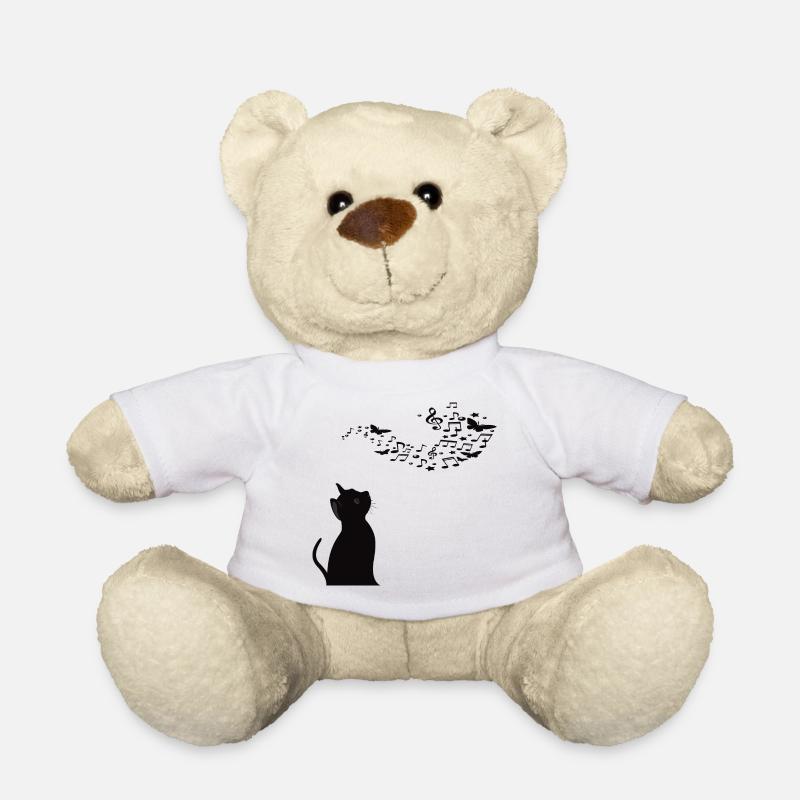 Chat avec des notes de musique - Nounours - blanc