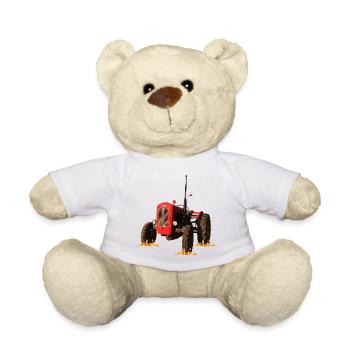 Roter Traktor im Feld - Teddy - Weiß - Vorne