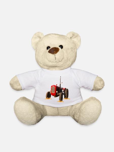 Roter Traktor Kraftdruck - Teddy - Weiß