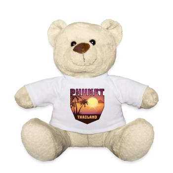 Phuket design with palm trees and sun / gift - Teddy Bear - white - Front