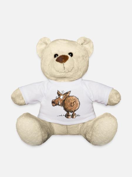 Da steht eine Wildsau I Wildschwein Cartoon - Teddy - Weiß